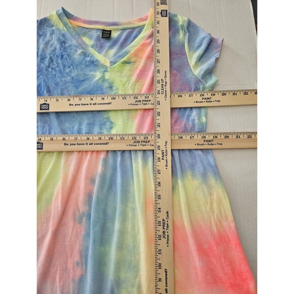 Shein Tie Dye V Neck Skater Dress Size L Brightly Colored - Picture 6 of 7